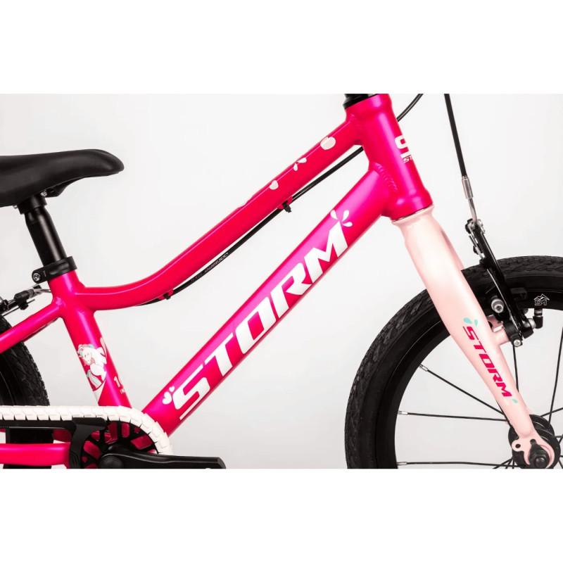 Rower dziecięcy Storm Polly Light 1S 16" ciemno różowy - widok z bliska